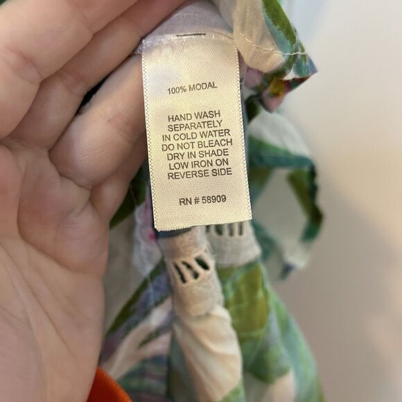 Gianni Bini Maxi Tiered Dress Tropical Floral Vacation Pom Pom Strappy - Size XS - Picture 7 of 10